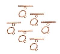 Socobeta Fermoirs à Bascule en T en Acier Inoxydable, pour la Fabrication de Bijoux, 12 Pièces, Fermoirs Ronds en or Rose pour Collier et Bracelet, Bricolage