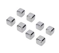 Socobeta Glaçons Réutilisables en Acier Inoxydable, Refroidissement Rapide pour Whisky, Vin, Cocktails, Pierres à Whisky en Métal, Coffret Cadeau pour Fête, 8 Pièces