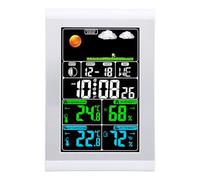 Socobeta Horloge Météo Murale à Affichage Numérique, avec Fonction de Prévision Météorologique, pour la Intérieure et Extérieure de la Maison, Compteur de Température et d'humidité