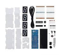 Socobeta Horloge parlante numérique compacte à 4 Chiffres LED Kit de Bricolage Contrôle de la lumière Température Date Heure Affichage Boîtier Transparent(Rouge)