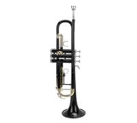 Socobeta Instrument à Vent en Laiton, Kit de Trompette Standard Bb élégant, Support à Double Barre pour étudiants Débutants et Ensemble de Nettoyage (Couleur Or Noir)