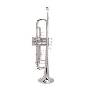 Socobeta Instrument à Vent en Laiton, Kit de Trompette Standard Bb élégant, Support à Double Barre pour étudiants Débutants et Ensemble de Nettoyage (Argent)