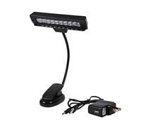 Socobeta Lampe de Lecture à Pince pour Pupitre à Pince, Lampe de Lecture Haute luminosité pour Pupitre D'orchestre, de Bureau Portable (noir) (Batterie petite pince 10 lumières avec USB #02)