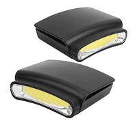 Socobeta Lampe Frontale LED à Clip, Flash Haut/bas/rouge, pour Chapeau de Pêche, Mini Lampe Frontale, 2 Unités, Clips, Extérieur, Mains Libres, PVC Noir, 3 Pouces