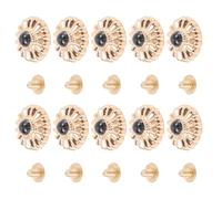 Socobeta Lot de 10 Boutons Décoratifs élégants en Forme de Fleur Dorée, Noir, Turquoise, pour Sacs à Main, 16,5 Mm