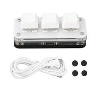 Socobeta Mini Clavier de Jeu à 3 Touches, rétroéclairé Rvb, avec Interrupteur Bleu, pour PC et Bureau, Clavier Macro Programmable pour Employés de Bureau (Blanc)