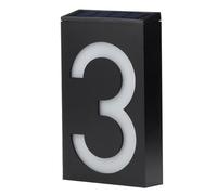 Socobeta Panneau Lumineux D'extérieur à LED à énergie Solaire avec Chiffres Clairs pour Portes de Pièce, Portes Murales et de Couloir, Commande Manuelle + Contrôle de la Lumière (Numéro 3)