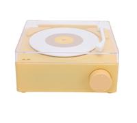 Socobeta Réveil à Haut-Parleur avec Platine Vinyle Compacte Fil, Esthétique de Tourne-Disque Vintage (Jaune)