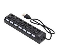 Socobeta Station d'accueil Hub Portable 480mbps USB Multi-Protection multifonctionnelle avec Interrupteur(7 Black)