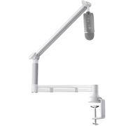 socodox Bras de Microphone, Bras de Microphone à Profil Bas, Support de Bureau pour Streaming, Podcast et Gaming, Compatible Blue Yeti, avec Pince 7cm, Adaptateurs 3/8" et 5/8", Charge 2kg, Blanc