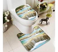 SOCOMIMI Coussin WC Cascade comme Les escaliers en forêt cachés dans Les Arbres botaniques automnaux Orange/Rouge dans Les Accessoires de Salle de Bain L19.29 x W15.35-W15.58 x H17.51 Color9