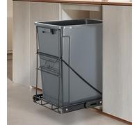 SOCONT Poubelle extractible, étagère coulissante réglable en acier inoxydable, kit de poubelle, convient aux poubelles de 20 à 38 litres (noir, poubelle non incluse)