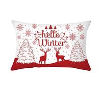 Socoz Housse de coussin pour canapé, en cuir de pêche, taies d'oreillers rectangulaires, 30 x 50 cm, élan, housses de coussin de Noël