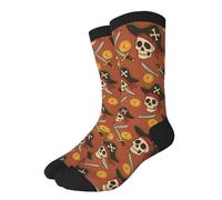 Socquette D'Équipage 40cm Crânes De Pirates Et Pièces D'Or | Chaussettes De Sport Durabilité Socquette De Marche Respirant Chaussettes De Tennis Pour Marche Randonnée Cyclisme