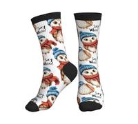 Socquettes Écharpe Hibou Imprimée Mignonne Chaussette Hautes Maintien Sec Chaussette De Course Activewear Ultra Douce Chaussettes De Sport Ski For Trail Ski Travail 40Cm