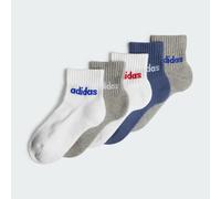 adidas Kids' Socquettes Linear (5 paires) Enfants, White/Medium Grey Heather/Preloved Ink, 22-24