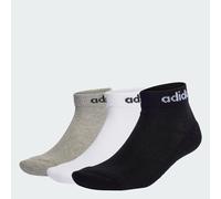 adidas Mixte Linear Ankle Cushioned Socks 3 Pairs, Medium Grey Heather / White / Black, 8.5-10