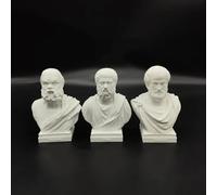 Socrates - Sculpture de tête de philosophe grec antique - Impression 3D - 10 cm - Figurine grecque - Décoration pour la maison, le bureau, la table - (Socrates Platon Aristote - 3 pièces)
