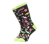 Soctopus Chaussettes Nourriture | Homme et Femme Chaussettes Fantaisie Colorées Coton | Chaussettes Drôles Pizza Burger Motif (37-42, Confiserie (Noir))