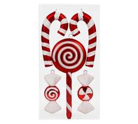 Socueny Boule à sucre suspendue de Noël, pendentif d'orge, sucettes rouges et blanches, décoration d'arbre de Noël, maison, Nouvel An, facile à utiliser