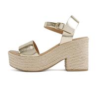 Soda Castle Sandales compensées en jute avec bout ouvert et sangle de cheville pour femme, Doré, 6.5