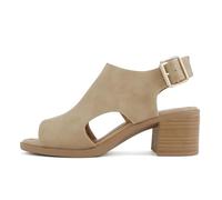 Soda Lovely ~ Sandales à talon bas à bout ouvert et bride arrière pour femme, B-taupe nubuck, 9