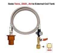 Soda Tr21-4 Machine vers réservoir de CO2 externe, tuyau tressé en acier avec robinet à bille de contrôle de débit, 60 "de Long, 8mm, connexion rapide avec Sodastr(Gold CGA320)