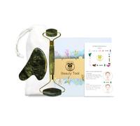 Sodacoda Gua Sha Set - Massage Facial de Beauté Traditionnelle Chinoise - Grattoir et Rouleau en Pierre Semi-Précieuse - Jade, Chine du Sud