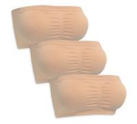 SODACODA Seamless Bandeau Soutien-Gorge sans bretelles - Boob Tube extensible avec rembourrage amovible, 3x Beige, M (38 EU)