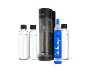 Sodapop Logan Kit de démarrage avec cylindre CO₂ et 3 bouteilles en verre, noir mat, hauteur 42,6 cm