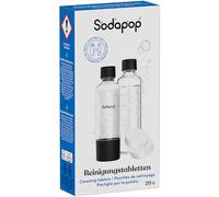 Sodapop Lot de 20 tablettes de nettoyage pour bouteilles en verre, bouteilles en PET, bouteilles en acier inoxydable et bouteilles en aluminium