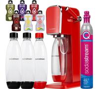 SodaStream Appareil à gazéifier Art Rouge 3 bouteilles CO2 QuickConnect Kit sirop