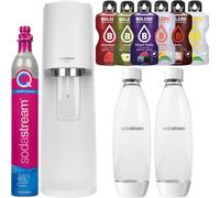 Sodastream Appareil à gazéifier Terra Blanc Set avec 2 bouteilles et sirops