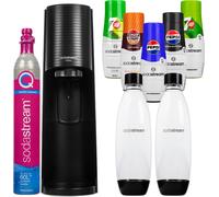 Sodastream Appareil à gazéifier Terra Noir avec 2 bouteilles 5 sirops Cylindre CO2