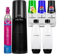 Sodastream Appareil à gazéifier Terra Noir Set avec 2 bouteilles et sirops