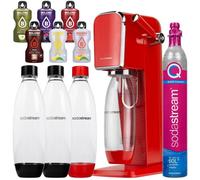 Sodastream - Art Red - Pack 3 Bouteilles 1L + Cylindre Quick Connect + 6 Saveurs Bolero Sans Sucre