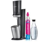 SodaStream Machine à soda Crystal 3.0 Métal – Acier inoxydable, carafe verre 0,6 L – Noir