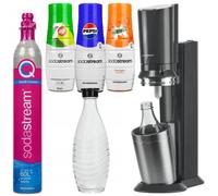 SodaStream Crystal 3.0 QuickConnect Black Une bouteille + sirop pour Sodastream Pepsi, Mirinda, 7UP