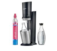 Sodastream Crystal - Machine à eau pétillante avec système CO₂ Quick Connect, cylindre de gaz 60L et 2 carafes en verre 0,7L inclus, noire