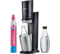 Sodastream CRYSTAL Machine à Soda | 2 Carafes Verre + Cylindre 60L | Noire