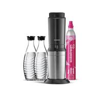 Sodastream CRYSTAL Machine à Soda 2 Carafes Verre + Cylindre 60L Noire | Machine à eau pétillante avec système Quick Connect livrée avec 1 recharge de CO₂ à clipser, 2 bouteilles 0,7L en verre
