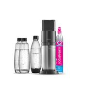 SodaStream DUO Machine à Eau Pétillante pour Carafe en Verre | Pack 2 Carafes en Verre 1L + 1 Bouteille 1L Compatibles Lave-Vaisselle + 1 Recharge de Gaz 60L à Clipser | Noire [Amazon Exclusive]