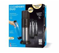 SodaStream Pack avantage DUO Machine à eau pétillante 2 carafes en verre 1L + 1 bouteille noire