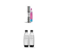 Sodastream Ensō - Machine à eau pétillante avec système CO₂ Quick Connect, cylindre de gaz 60L, 3 bouteilles 1L sans BPA et chiffon de nettoyage inclus, finition acier inoxydable