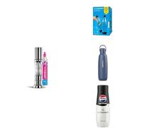 Sodastream Ensō Machine à Eau Pétillante et Soda | Pack 3 Bouteilles 1L + 1 Recharge de Gaz 60L +1 Gourde Isotherme Fizz&Go Cool Bleue + 1 Concentré Pepsi Zéro Sucres| Finition Acier Inoxydable