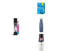 Sodastream Ensō Machine à Eau Pétillante et Soda | Pack 3 Bouteilles 1L + 1 Recharge de Gaz 60L +1 Gourde Isotherme Fizz&Go Cool Bleue + 1 Concentré Pepsi Zéro Sucres| Finition Acier Inoxydable