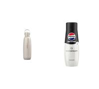 Sodastream Fizz&Go Cool Gourde isotherme en métal 0,9L + 1 Concentré Pepsi Zéro Sucres| Passe au lave-vaisselle | Garde au chaud et au froid jusqu'à 12 heures | Sans BPA | Blanc Sable