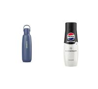 Sodastream Fizz&Go Cool Gourde isotherme en métal 0,9L + 1 Concentré Pepsi Zéro Sucres | Passe au lave-vaisselle | Garde au chaud et au froid jusqu'à 12 heures | Sans BPA | Bleue