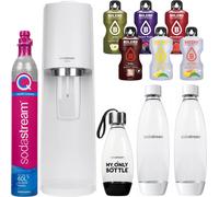 SodaStream Fontaine à eau Terra Blanc Set avec 3 bouteilles et sirop en poudre