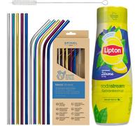 Sodastream Lipton Sirop pour thé glacé 440ml avec set de pailles en métal SpinelSoda